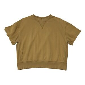 ATHLETA WOMEN'S ORANGE SHORT SLEEVE SUNDOWN SWEATSHIRT TOP TEE Sz XS 21x22